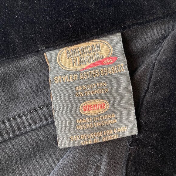 VTG American Flavor Velvet Pocket Detail Flare Jean Y2K 90s Women's 11/12 Black - Picture 7 of 14